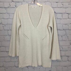 Billy Reid Cream Ribbed Sweater Size M Cotton Linen Blend